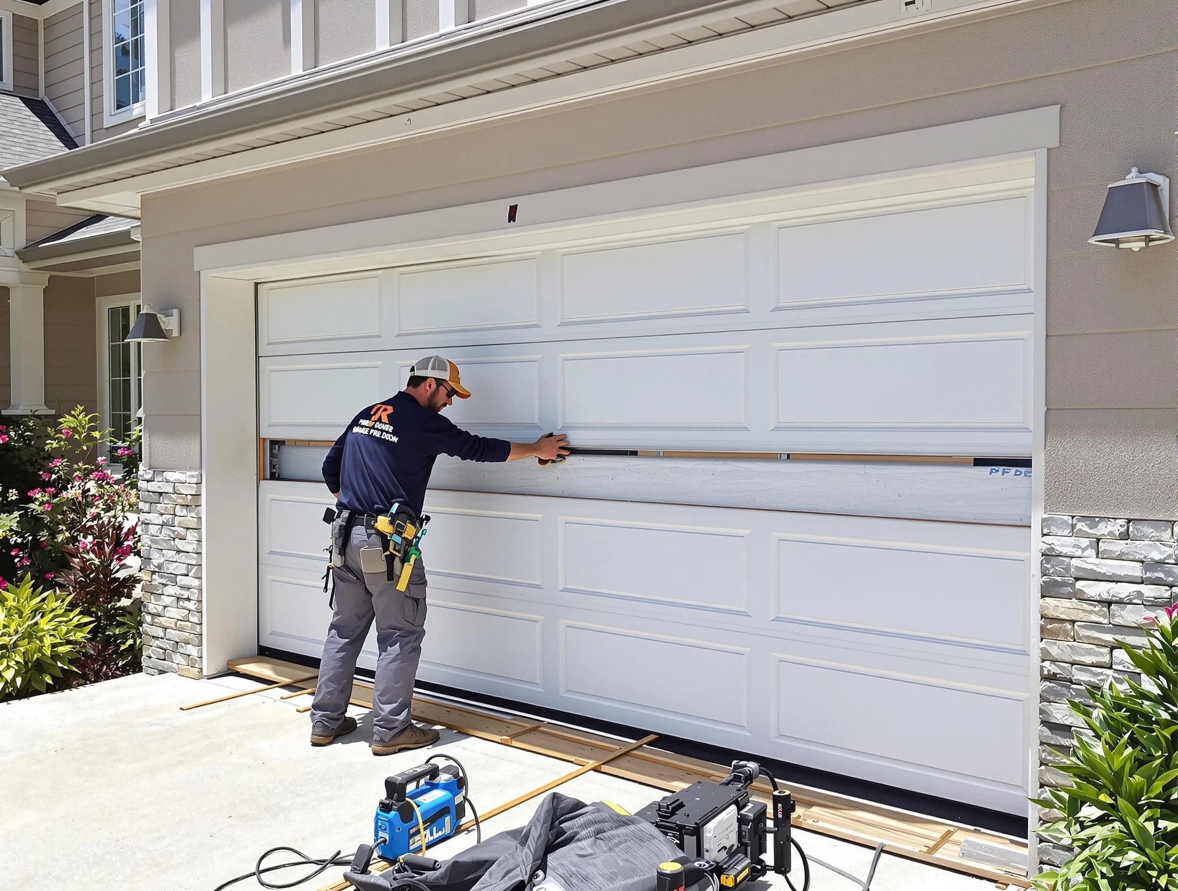 Munhall Garage Door Repair team performing complete garage door replacement at Munhall residence