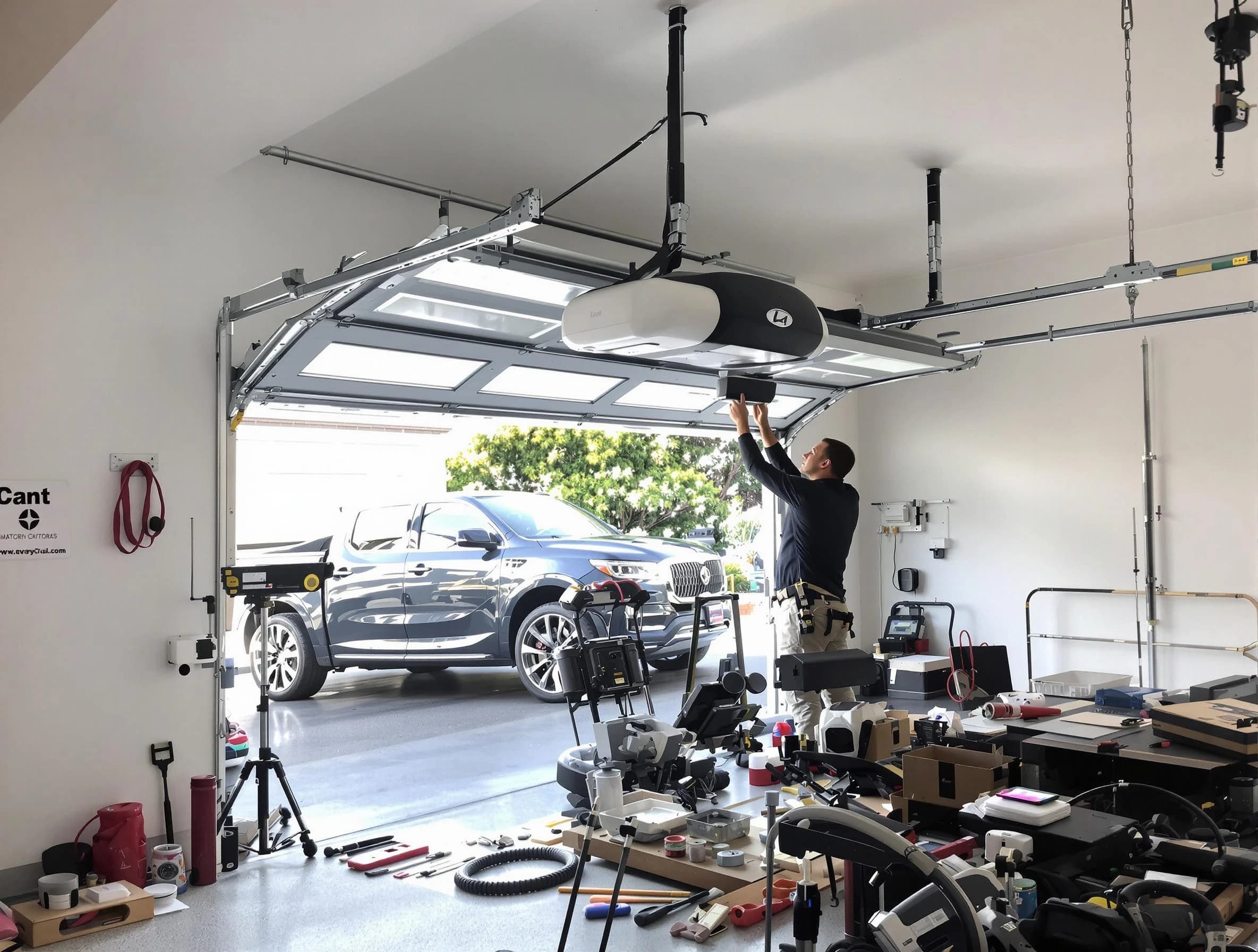Munhall Garage Door Repair specialist installing smart garage door opener system in Munhall home
