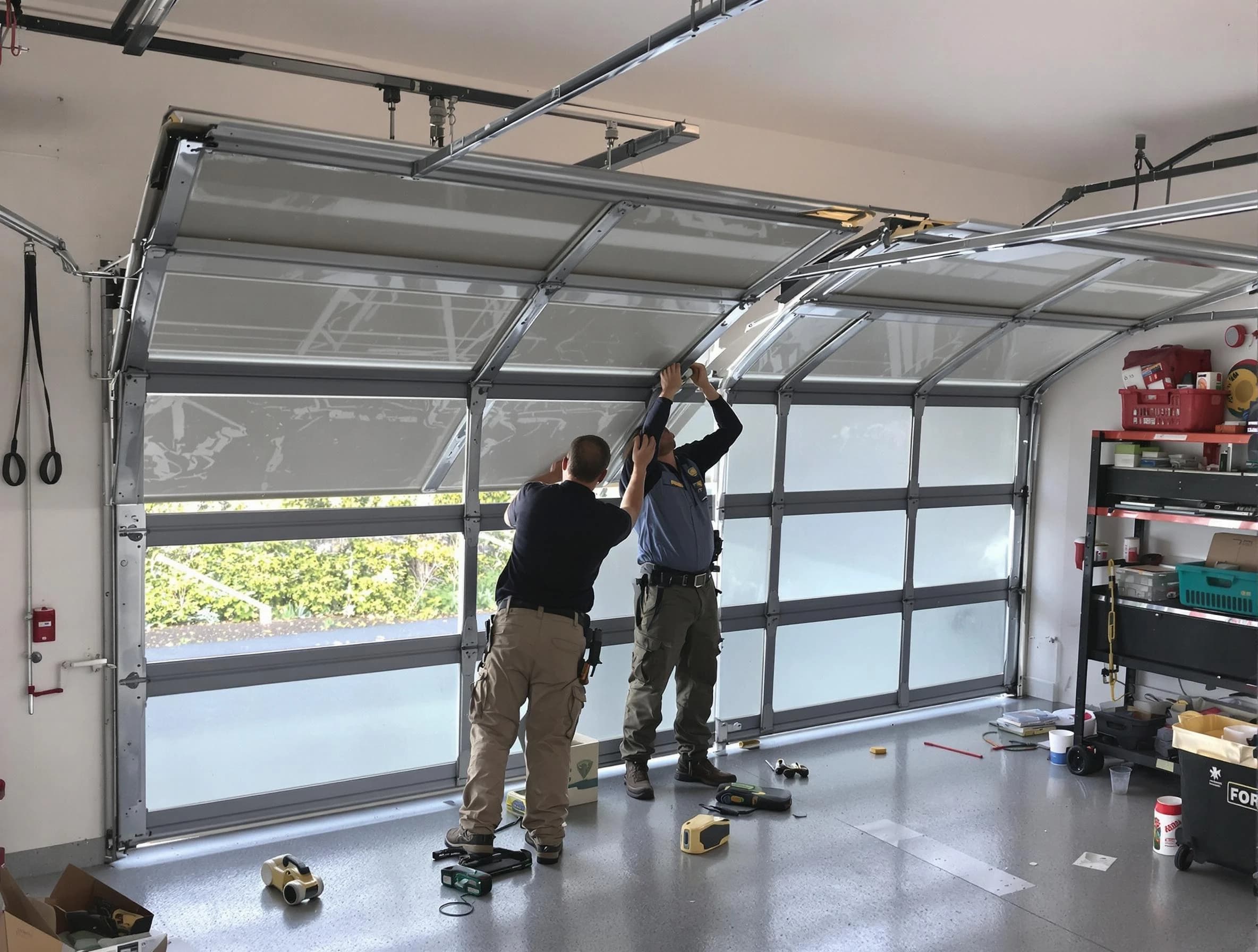 Munhall Garage Door Repair expert performing precise panel replacement on Munhall garage door