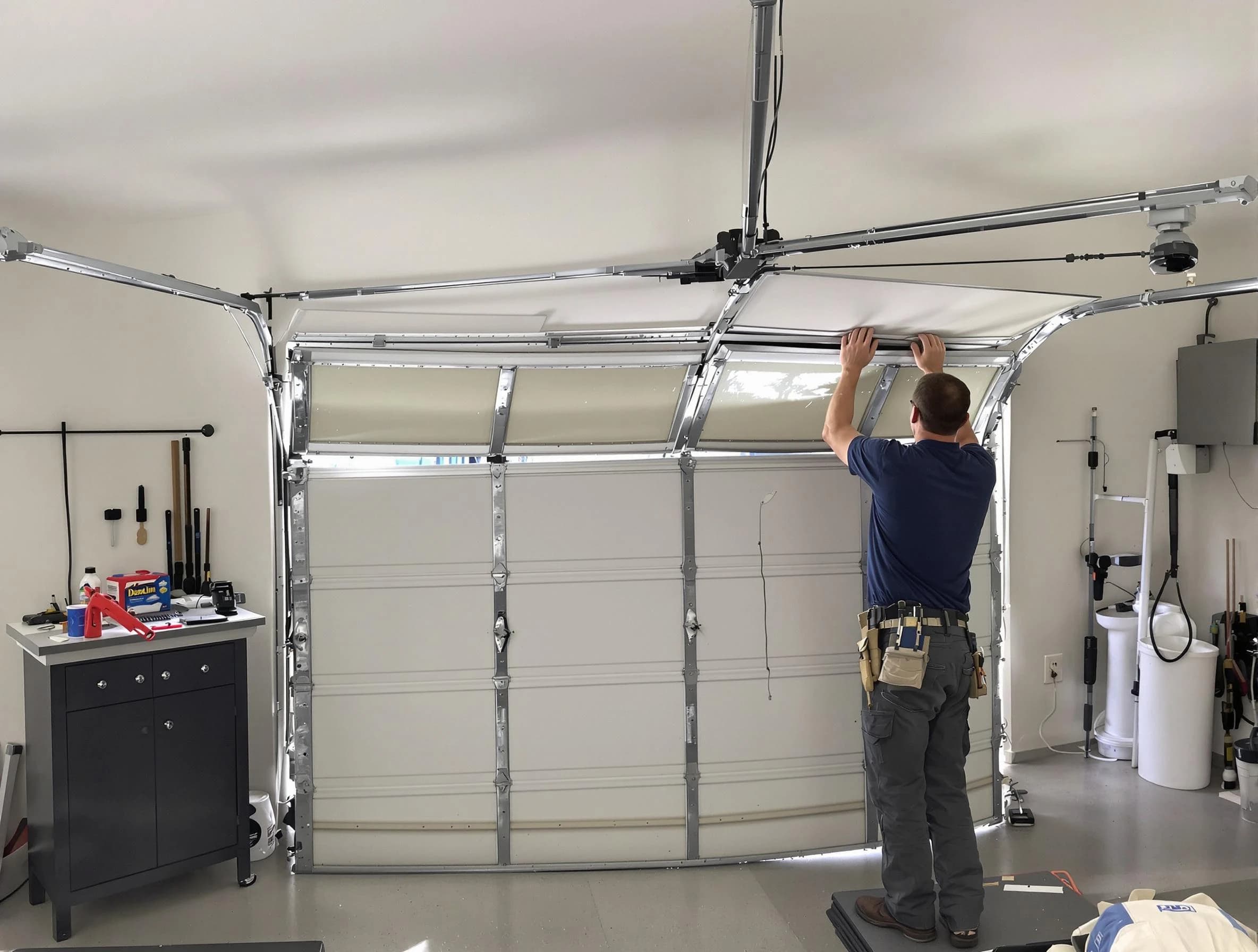 Munhall Garage Door Repair specialist performing precise section replacement on Munhall garage door