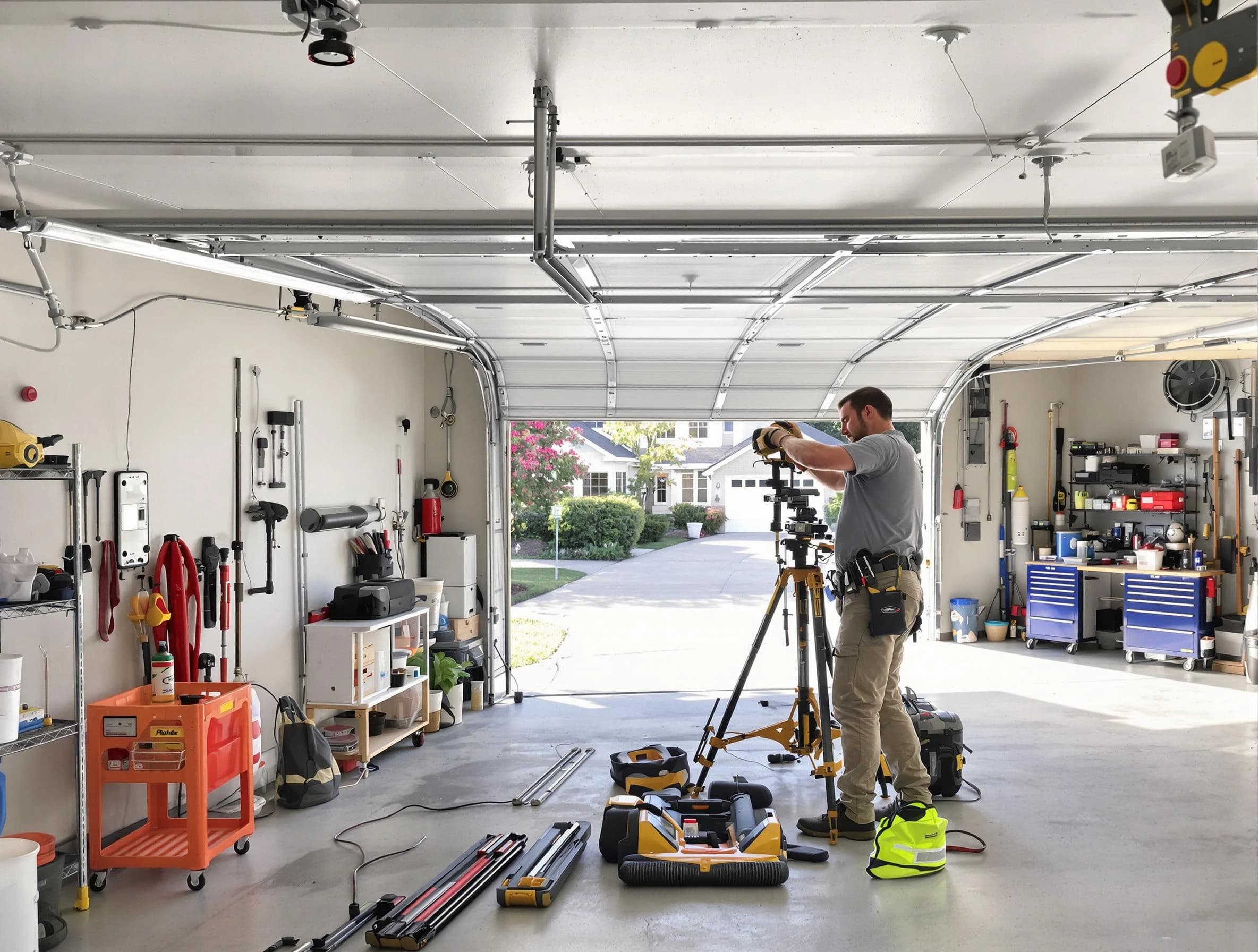 Munhall Garage Door Repair specialist performing laser-guided track alignment in Munhall