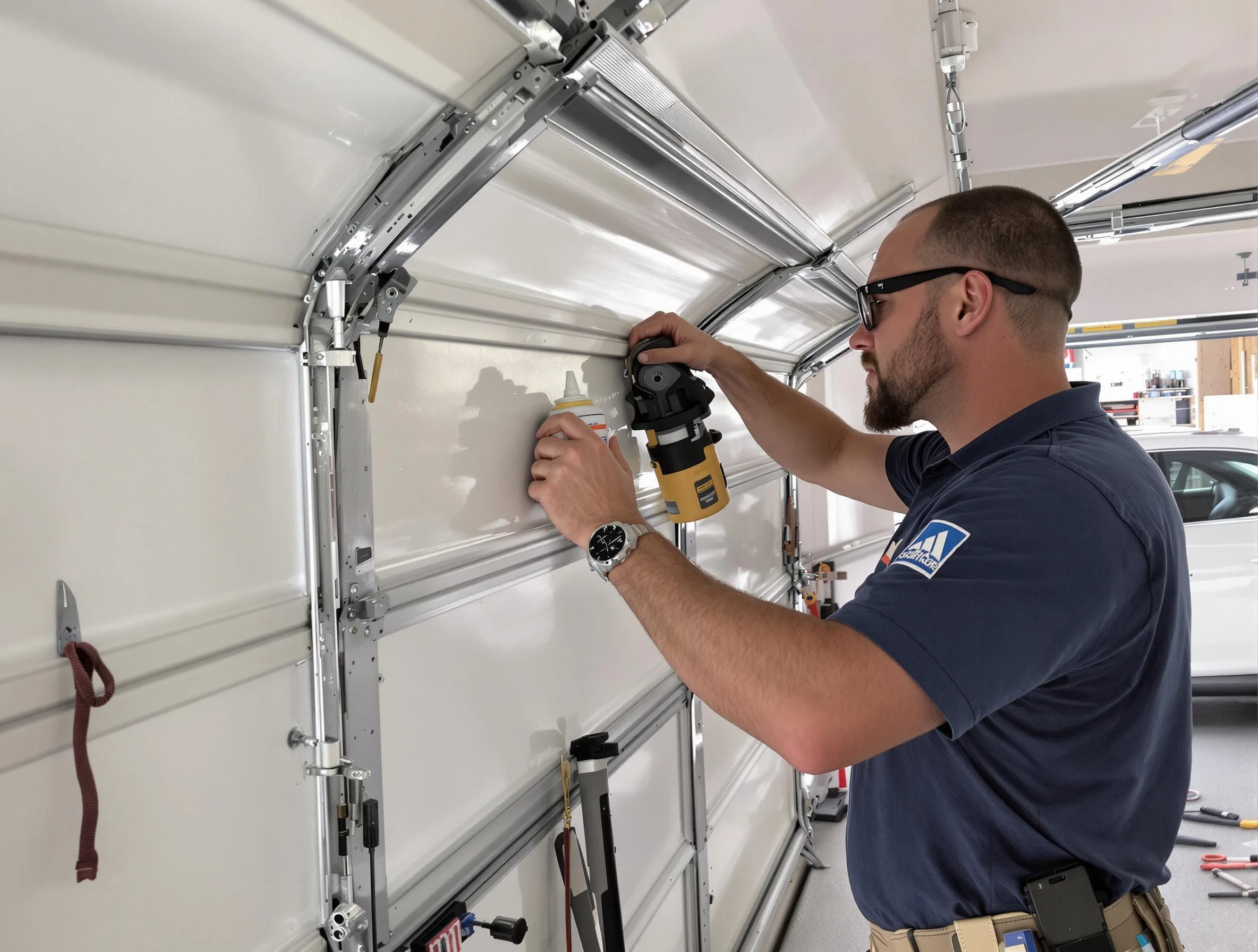 Munhall Garage Door Repair technician quieting a noisy garage door in Munhall